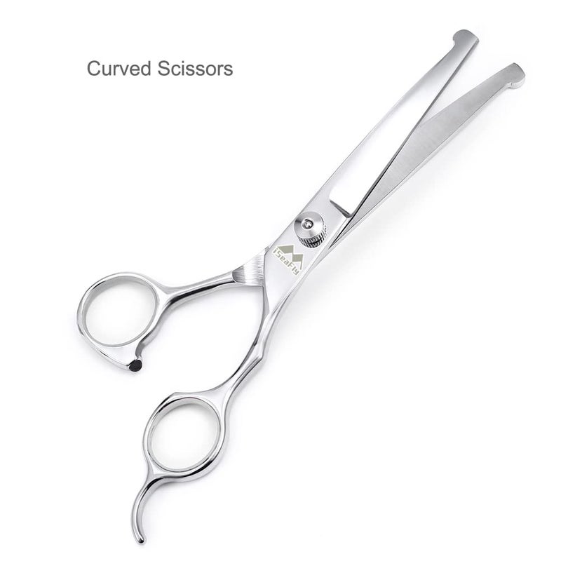 iSeaFly Dog Grooming Scissors Kit with Round Tip, 6 in 1 Cat Dog Scissors, Stainless Steel Pet Grooming Shears, Straight, Curved, Thinning Shears, Comb for Full Body, Face, Nose, Ear & Paw - Image 4